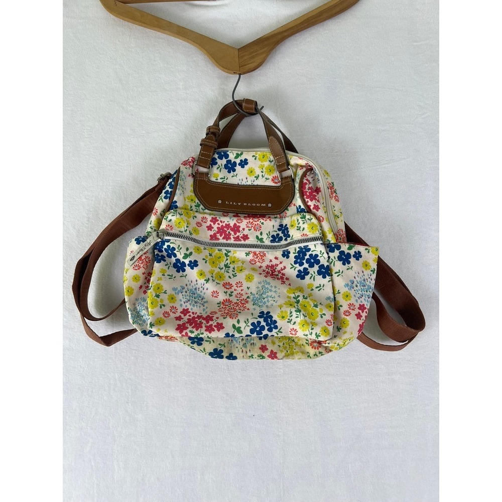 Lily Bloom Backpack‎ Womens Medium Multi-Color Floral Eco-Friendly Canvas Bag